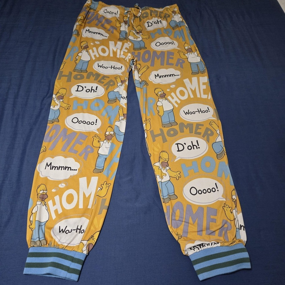 The Simpsons Pajama Pants Mens 2XL FLAWED Yellow Homer Graphic Lounge Sleep